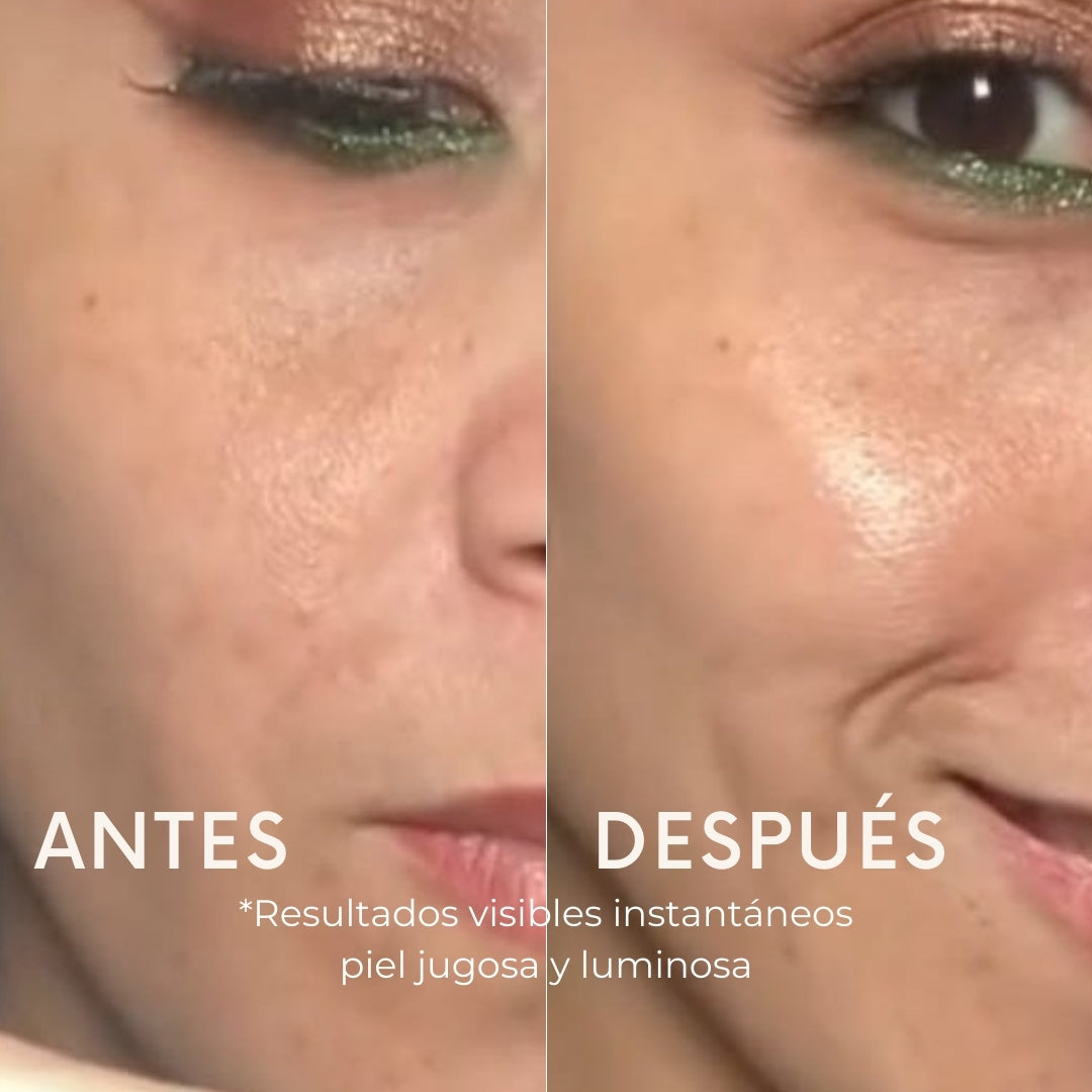 Textura de rápida absorción con un acabado seda, efecto buena cara. Sin trazas blancas. Protege tu piel y reduce los signos de la edad, con ácido Hialurónico, colágeno y jojoba. Apto para pieles grasas. Fórmula con y sin color. ¡Tu filtro perfecto para la vida real!