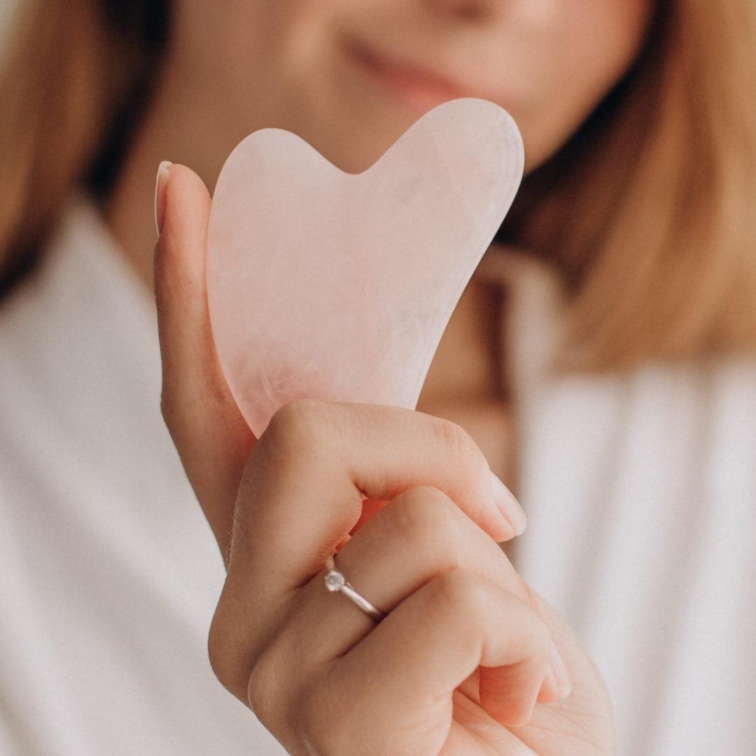 Gua Sha de cuarzo rosa natural