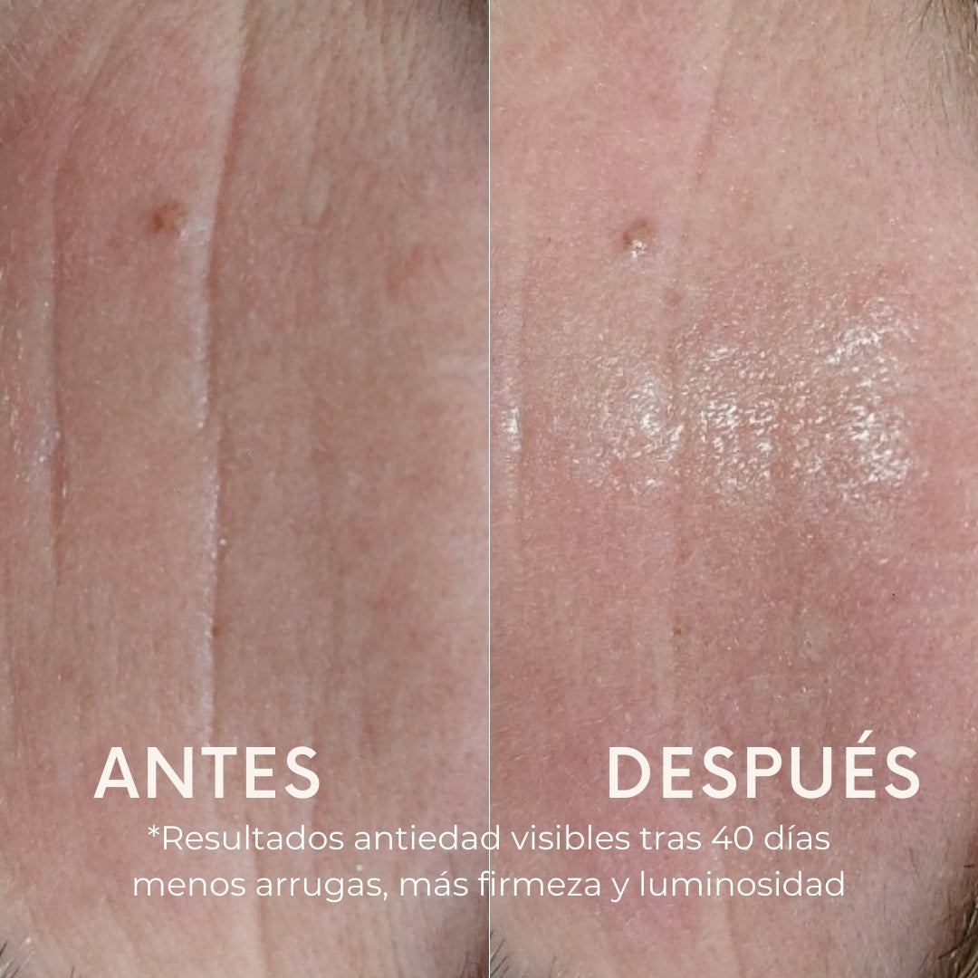 Tono de la Piel más Uniforme — Reduce los Poros - Reafirma - Rejuvenece, Consigue una Piel 2 veces más Luminosa y una apariencia más joven desde la primera aplicación.
Envejecimiento saludable, ¡Realza tu belleza natural! Cara, contorno de ojos, cuello y escote. 
2 pasos, reafirma, rejuvenece, aclara y previene manchas, unifica tono, aporta luminosidad e hidratación y suaviza poros.